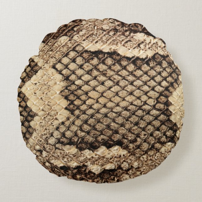 Almofada Redonda Padrão de impressão animal de pele cobra exótica o (Frente)