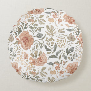 Almofada Redonda Padrão de linha das flores - Estojo