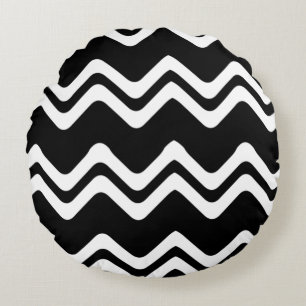 Almofada Redonda Padrão de Linha de Cor Dupla Zig Zag