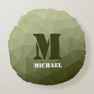 Almofada Redonda Padrão de malha geométrica verde-clara do exército