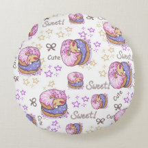 Padrão de menina bebê donut fofa adorável Branco r