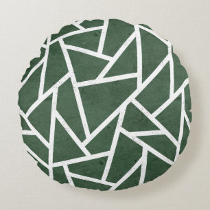 Almofada Redonda Padrão de mosaico verde e branco