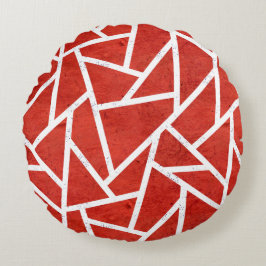 Almofada Redonda Padrão de mosaico vermelho e branco