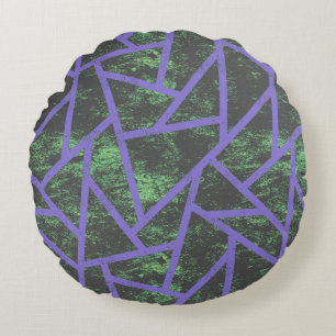Almofada Redonda Padrão de mosaico violeta e verde