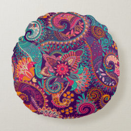 Almofada Redonda Padrão de Paisley