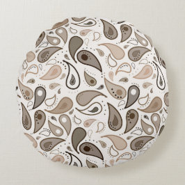 Almofada Redonda Padrão de Paisley Neutral 16 x 16 Travesseiro deco