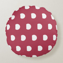 Almofada Redonda Padrão de Pontos Geométricos Rosa Fundo Branco Pro