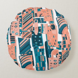 Almofada Redonda Padrão de Portas Vintage Sem Costura.