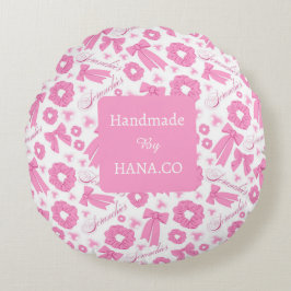 Almofada Redonda Padrão de Scrunchies Rosa Feminino Acessório de Ca
