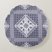 Padrão de Tatreez Azul e Branco da Vintage