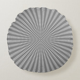 Almofada Redonda Padrão de tecelagem circular radial - Prata