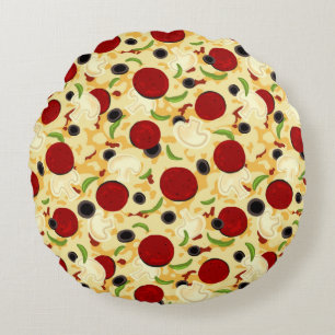 Almofada Redonda Padrão de Tópicos de Pizza