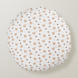 Almofada Redonda Padrão de ursinho com Corações