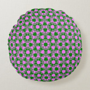Almofada Redonda Padrão de Xadrez Quadrado Abstrato Rosa Verde