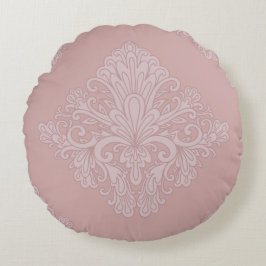Almofada Redonda Padrão Decorativo em Dourado Rosa, Elegante