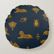 Padrão Egípcio Minimalista Azul-Marinho e Dourado