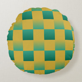 Almofada Redonda Padrão elegante em verde e ouro