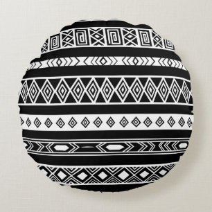 Almofada Redonda Padrão Étnico Tribal Negro