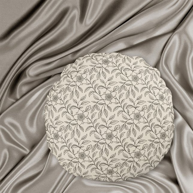 Almofada Redonda Padrão floral chinês Elegante CC0443 natural (Criador carregado)