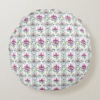 Almofada Redonda Padrão Floral da Orquídea Suave Elegante - Na moda