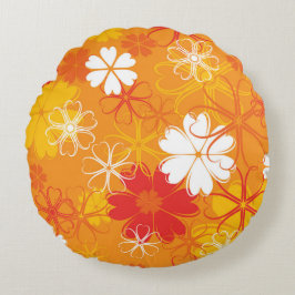 Almofada Redonda Padrão Floral de Ilustração Colorida Bonita