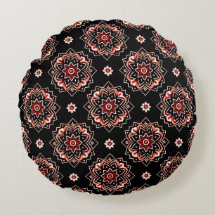 Almofada Redonda Padrão Floral Elegante Mandala Boho