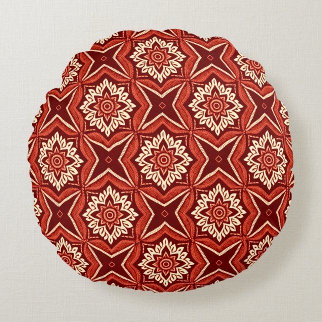 Almofada Redonda Padrão Floral na moda Boho Chic (Frente)