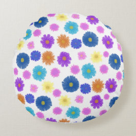 Almofada Redonda Padrão Floral Pintado Vibrante - Decoração Colorid