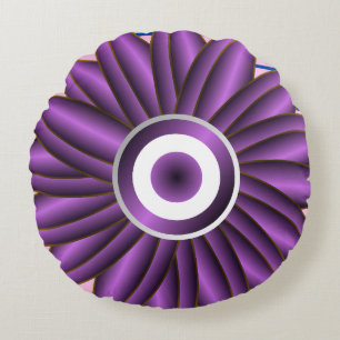 Almofada Redonda Padrão Floral Roxo Moderno Desenho de Flor Abstrat