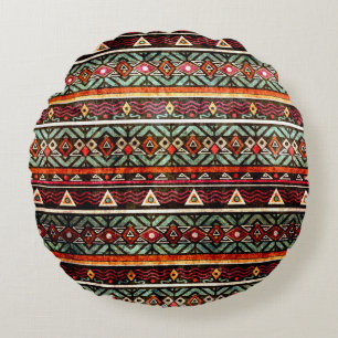 Almofada Redonda Padrão foliar tribal grunge ethno estilo retro