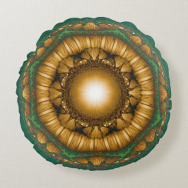 Almofada Redonda Padrão fractal floral brilhante brilhante brilhant