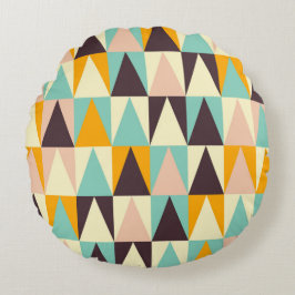 Almofada Redonda Padrão geométrico de triângulos multicoloridos 