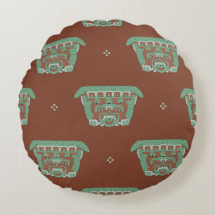 Almofada Redonda Padrão geométrico sem costura com motivos tribais.