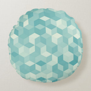 Almofada Redonda Padrão Hexagonal Azul Invisível