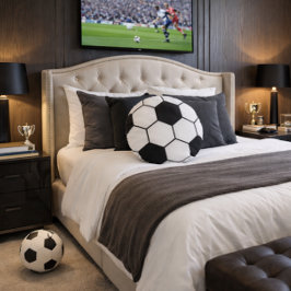 Almofada Redonda Padrão Inspirado em Bola de Futebol Impressão Geom