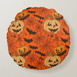 Almofada Redonda Padrão Invisível de Feliz Halloween
