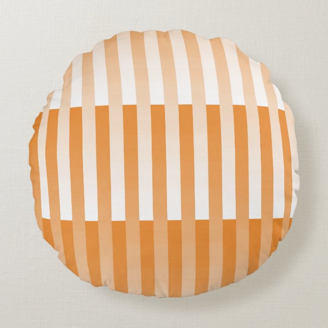 Almofada Redonda Padrão Laranja-branco riscado (Frente)