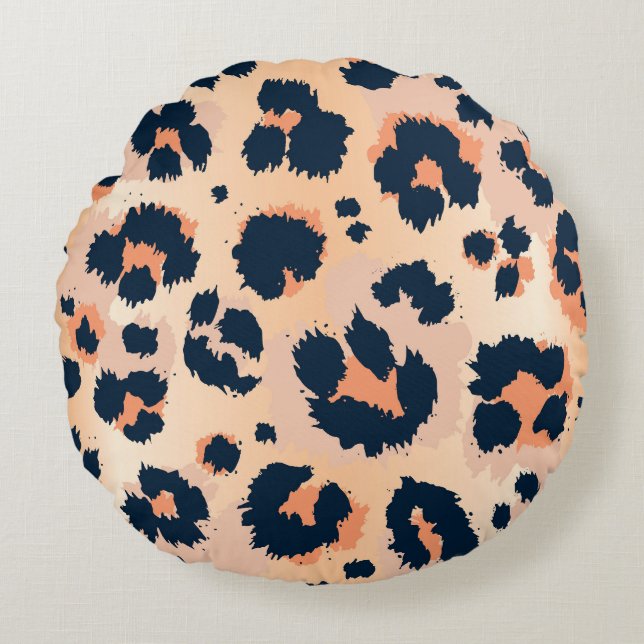 Almofada Redonda Padrão Leopardo: Design engraçado sem carne (Frente)