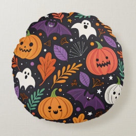 Almofada Redonda Padrão Mágico de Halloween Fofo