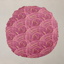 Almofada Redonda Padrão Mauve Gilded Abstrato Rosa de Sudorniz