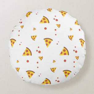 Almofada Redonda Padrão Minimalista de Pizza de Pepperoni Retro Eng