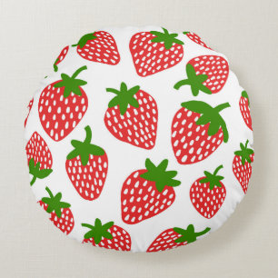 Almofada Redonda Padrão perfeito de Strawberrie. Ilustração Vint