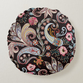 Almofada Redonda Padrão sem costura com cor paisley floral