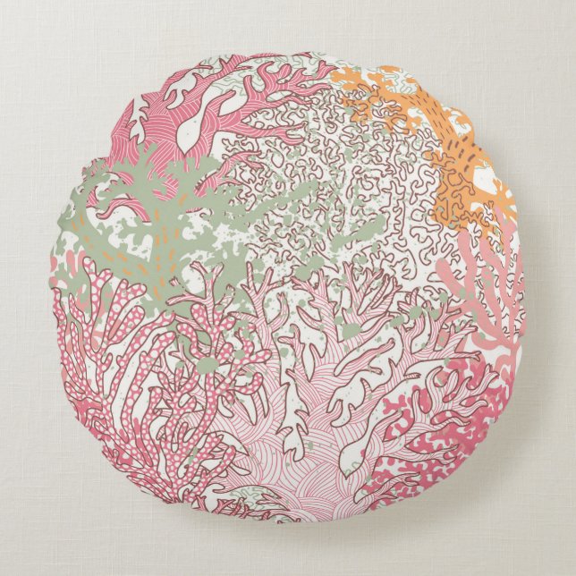 Almofada Redonda Padrão sem costura submarino brilhante com beleza  (Frente)