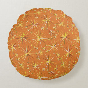 Almofada Redonda Padrão Sputnik de meio século, Terracotta