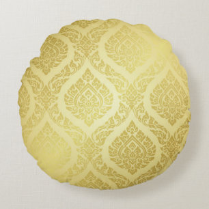 Almofada Redonda Padrão Tailandês supremo de ouro de fundo, padrão,