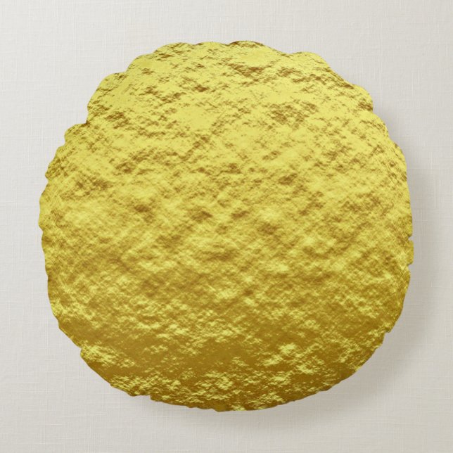 Almofada Redonda Padrão tendencial da folha de ouro de textura gros (Frente)