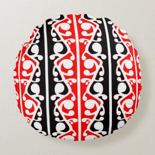 Almofada Redonda Padrão Tradicional Maori Kowhaiwhai