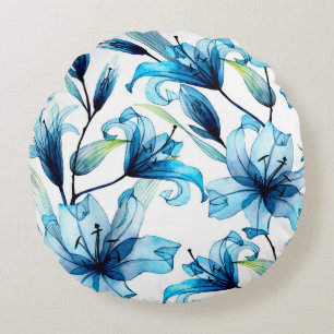 Almofada Redonda padrão uniforme de aquarela com fluxo transparente