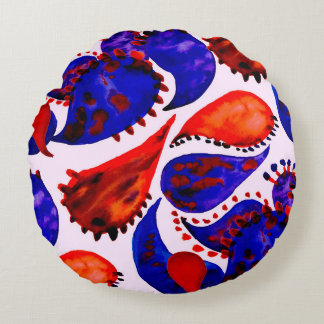 Almofada Redonda Padrão uniforme de aquarela com paisley. Abstrato